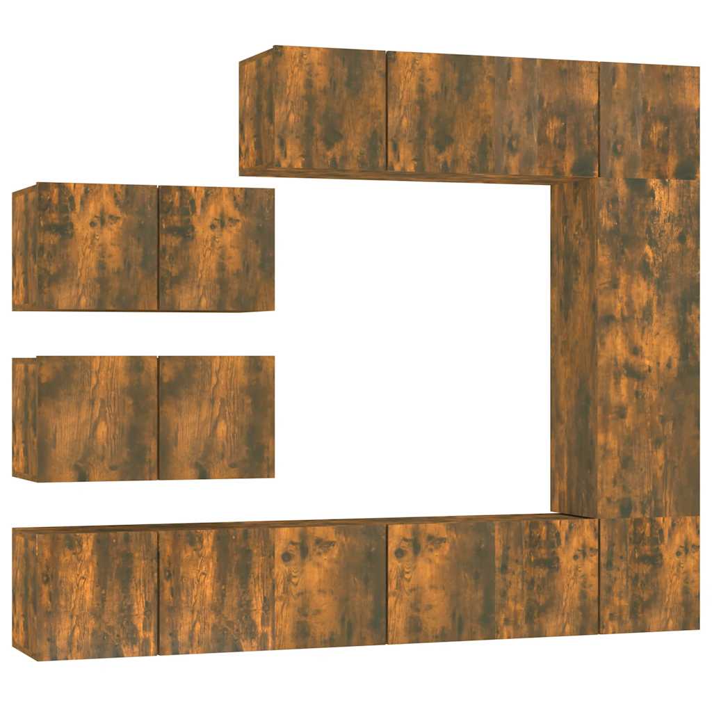 8-tlg. TV-Schrank-Set Räuchereiche Holzwerkstoff