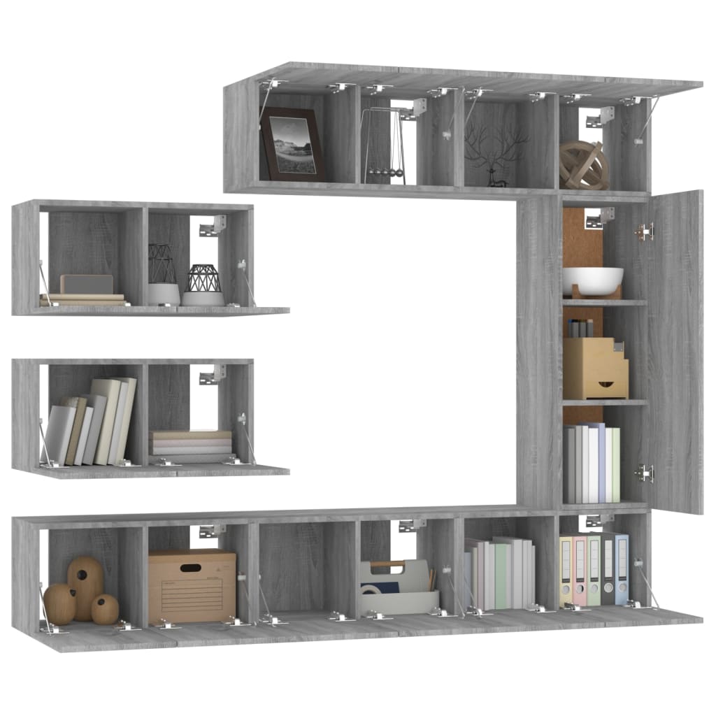 8-tlg. TV-Schrank-Set Grau Sonoma Holzwerkstoff