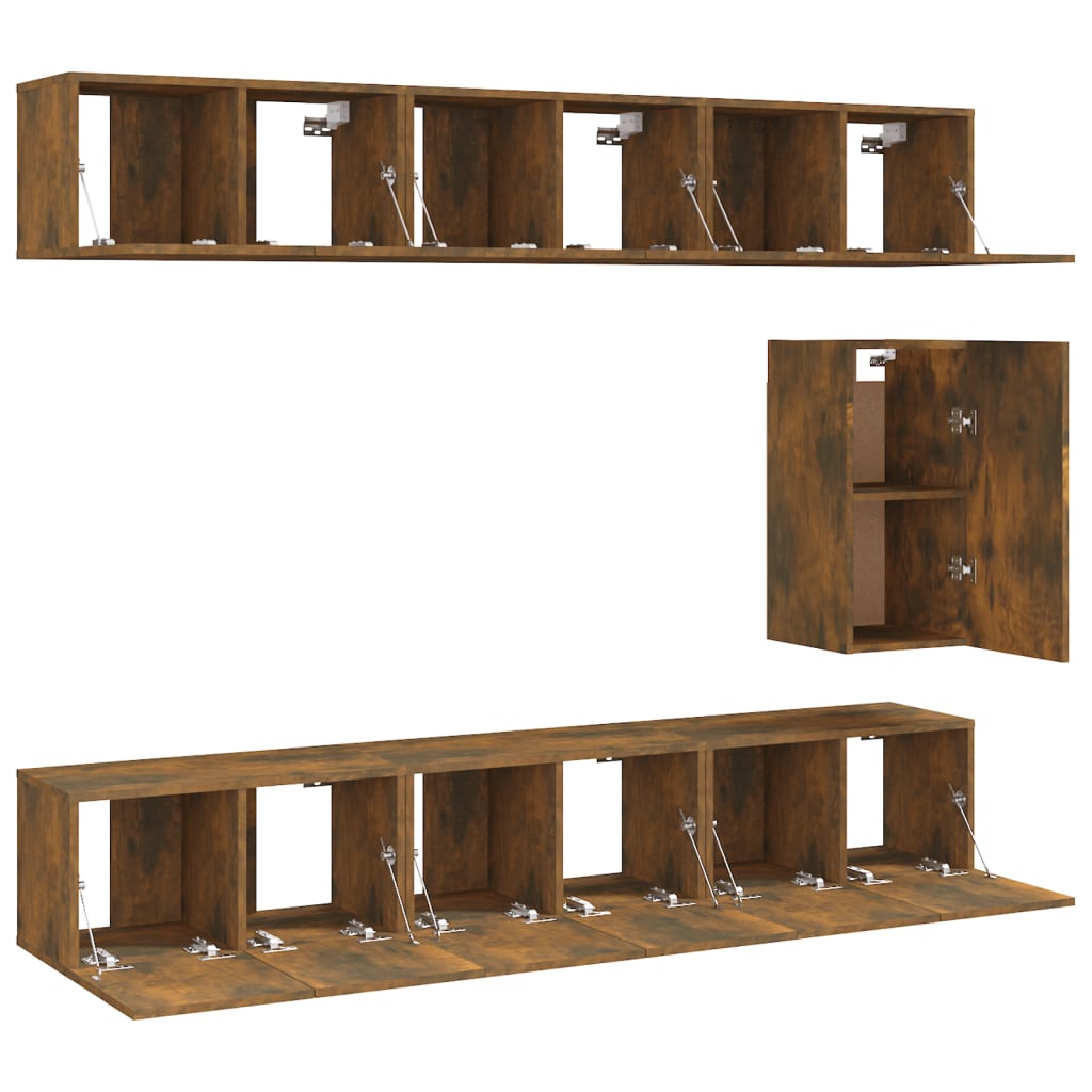7-tlg. TV-Schrank-Set Räuchereiche Holzwerkstoff