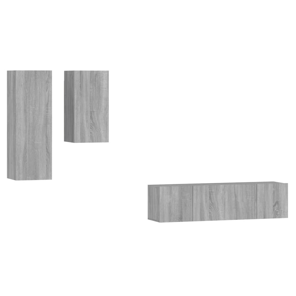 4-tlg. TV-Schrank-Set Grau Sonoma Holzwerkstoff