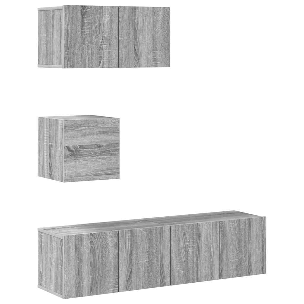 4-tlg. TV-Schrank-Set Grau Sonoma Holzwerkstoff