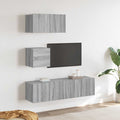 4-tlg. TV-Schrank-Set Grau Sonoma Holzwerkstoff