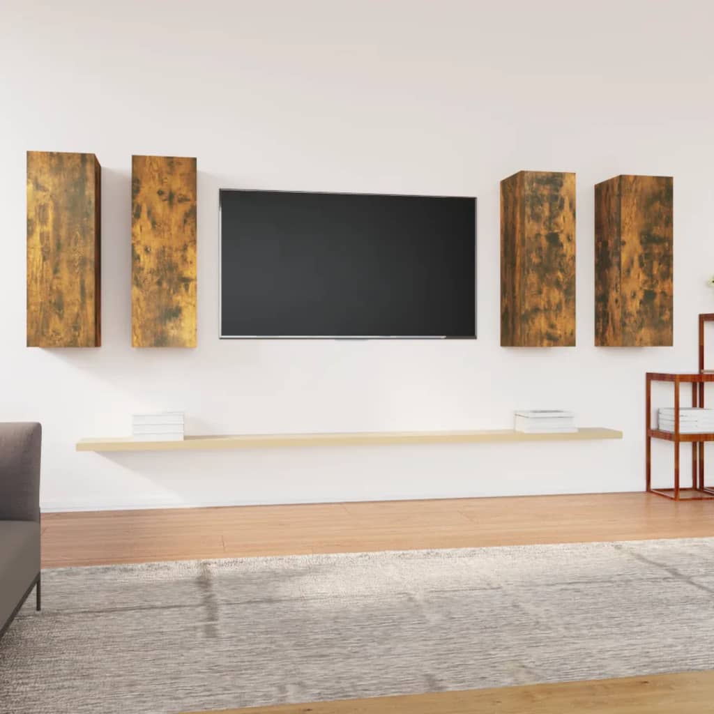 TV-Schränke 4 Stk. Räuchereiche 30,5x30x90 cm Holzwerkstoff