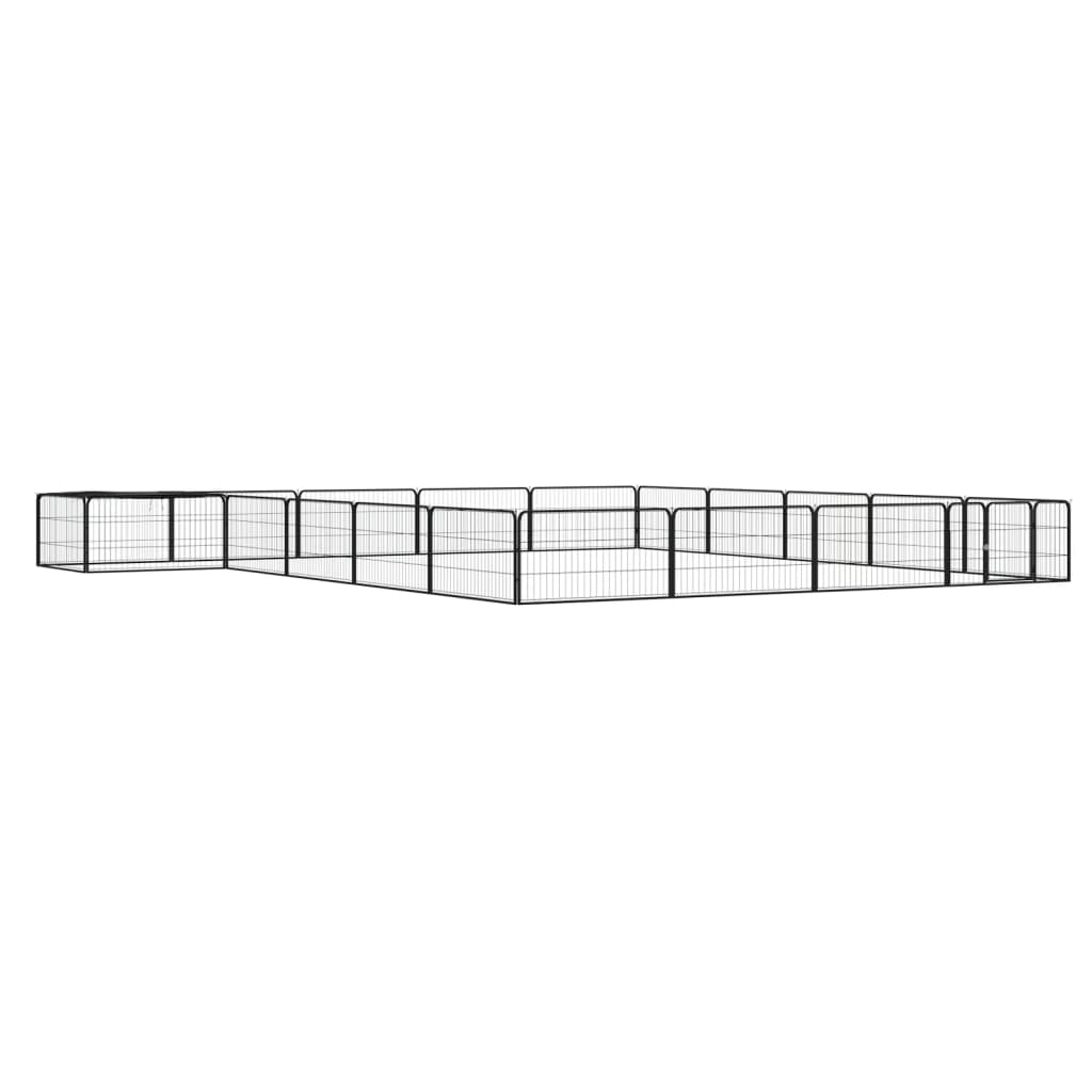 20-tlg. Hundelaufstall Schwarz 100x50cm Stahl Pulverbeschichtet