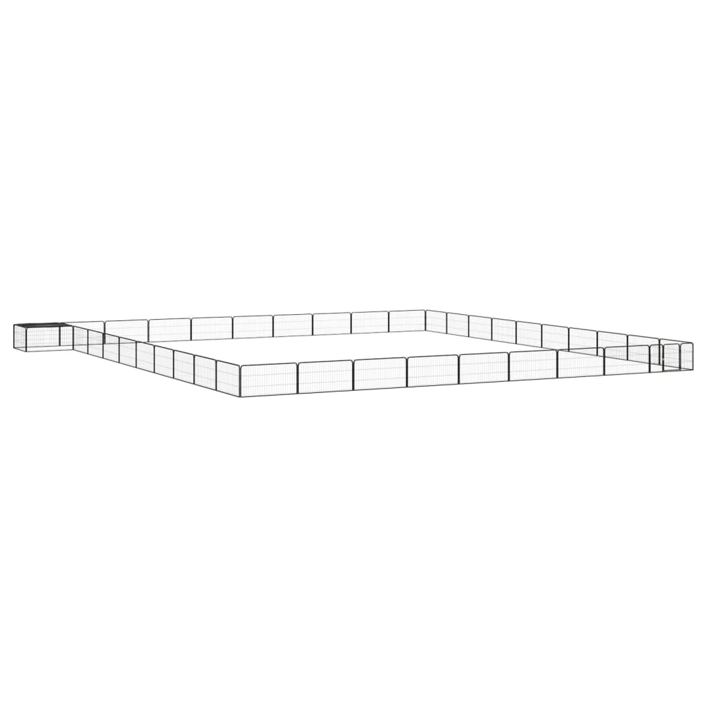 40-tlg. Hundelaufstall Schwarz 100x50cm Stahl Pulverbeschichtet