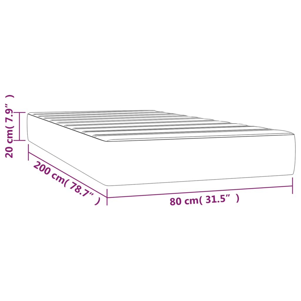 Taschenfederkernmatratze Mittel Hellgrau 80x200x20 cm Stoff