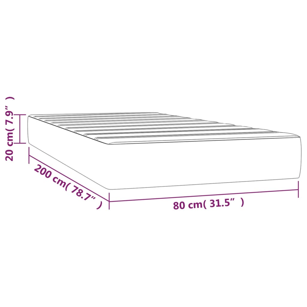 Taschenfederkernmatratze Mittel Schwarz 80x200x20 cm Kunstleder