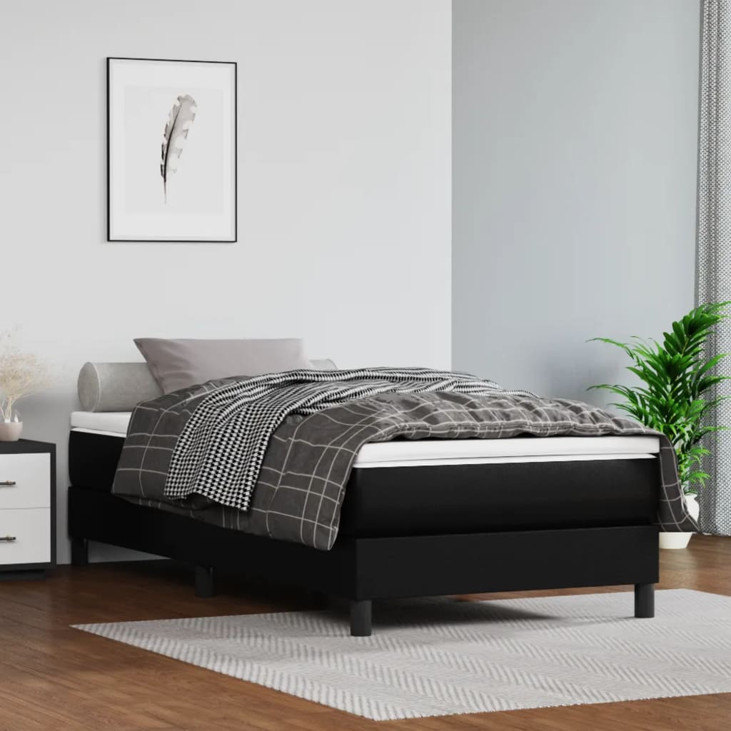 Taschenfederkernmatratze Mittel Schwarz 80x200x20 cm Kunstleder