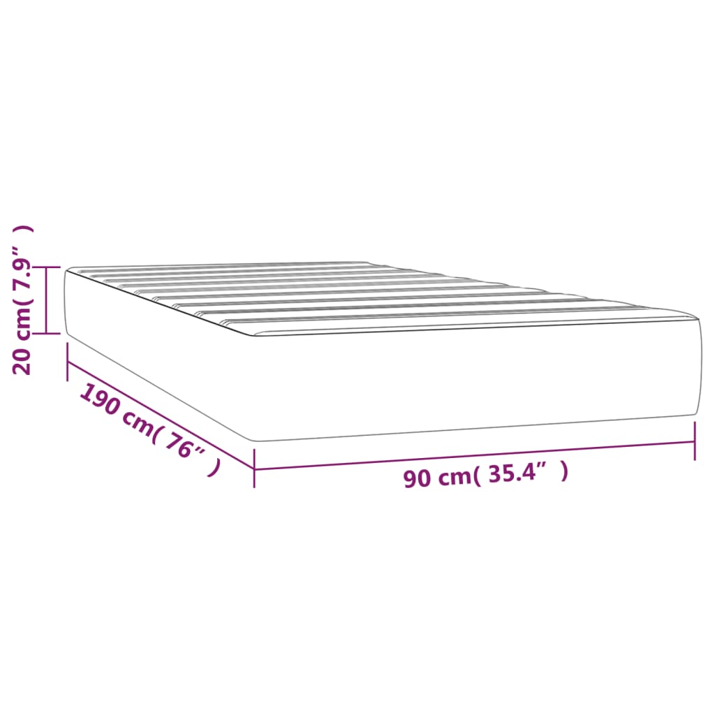 Taschenfederkernmatratze Mittel Schwarz 90x190x20 cm Samt