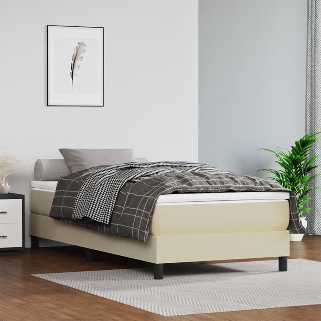 Taschenfederkernmatratze Mittel Creme 90x200x20 cm Kunstleder