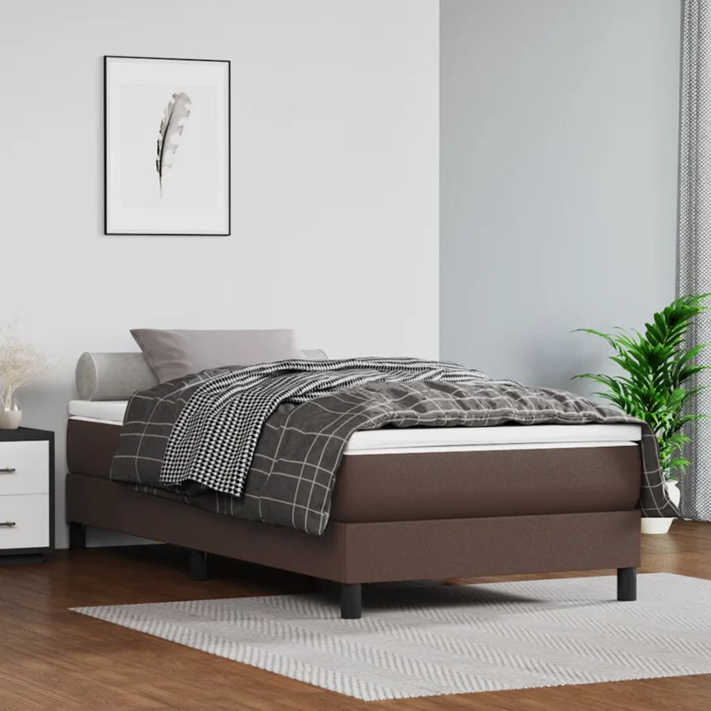 Taschenfederkernmatratze Mittel Braun 90x200x20 cm Kunstleder