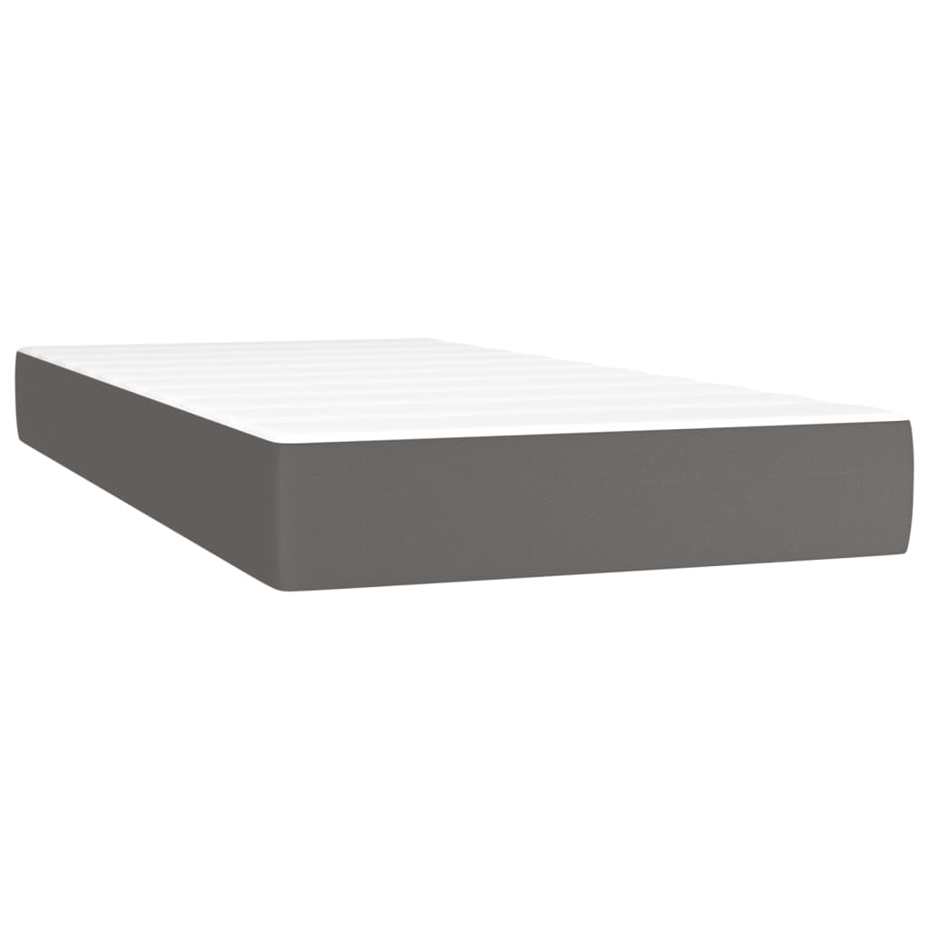 Taschenfederkernmatratze Mittel Grau 90x200x20 cm Kunstleder