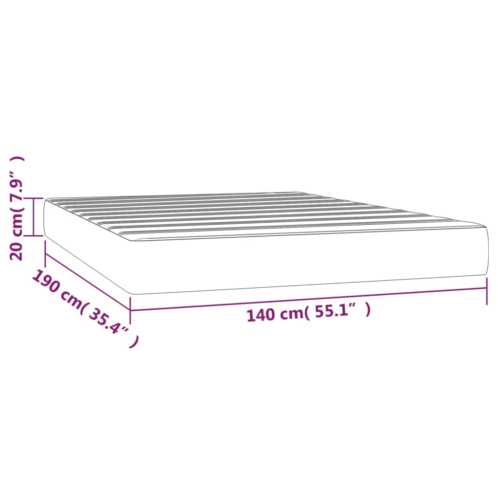 Taschenfederkernmatratze Mittel Dunkelgrau 140x190x20 cm Samt