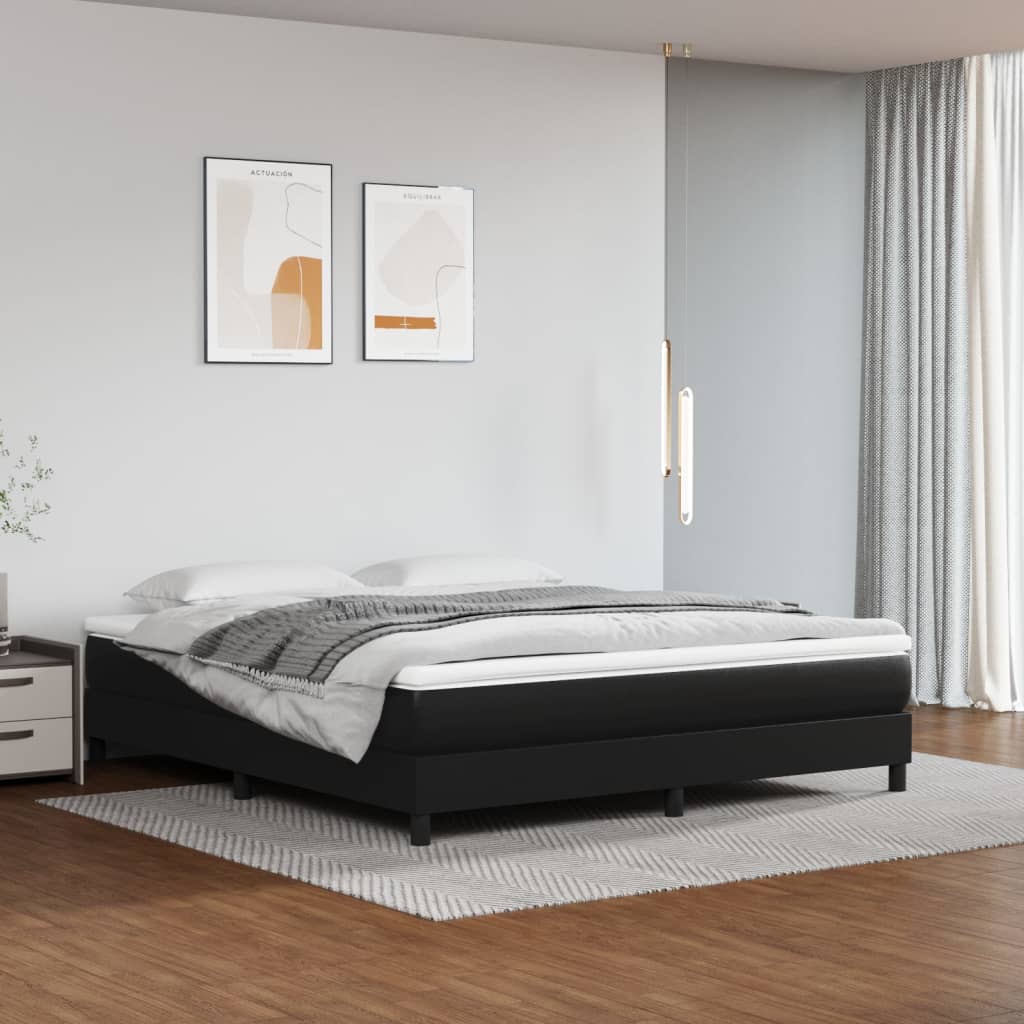 Taschenfederkernmatratze Mittel Schwarz 160x200x20 cm Kunstleder