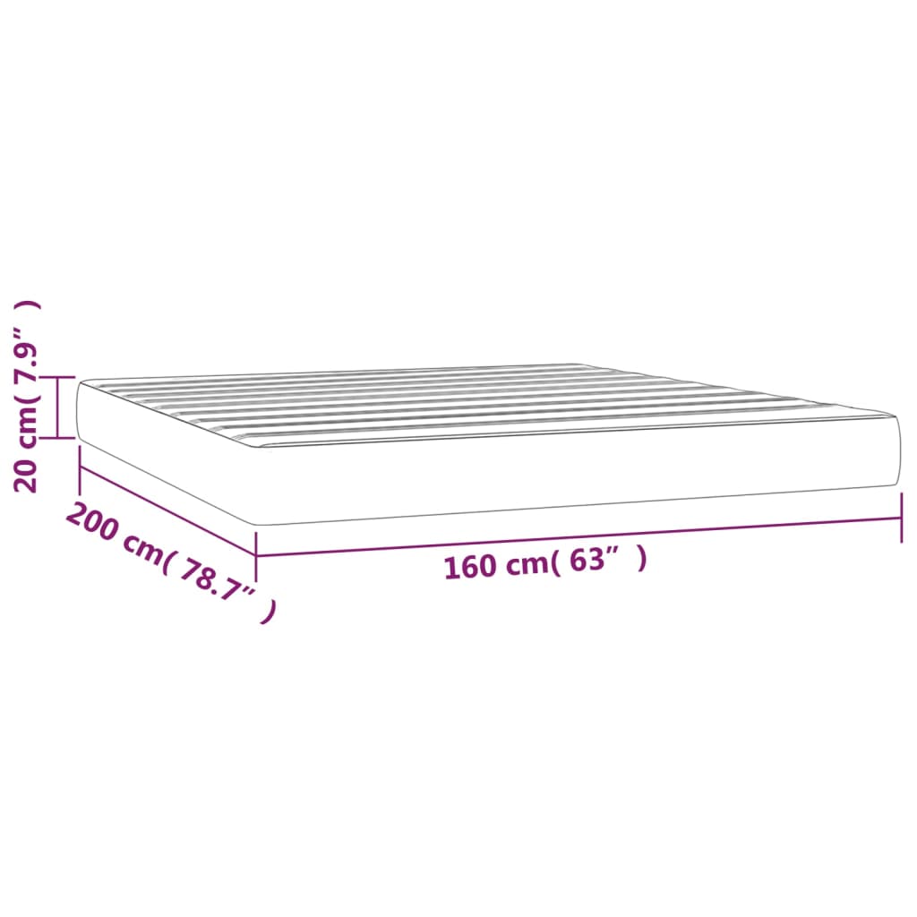 Taschenfederkernmatratze Mittel Schwarz 160x200x20 cm Samt