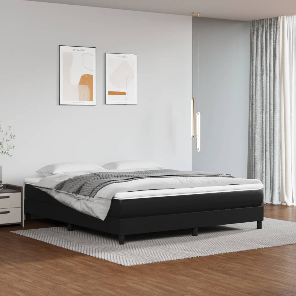 Taschenfederkernmatratze Mittel Schwarz 180x200x20 cm Kunstleder