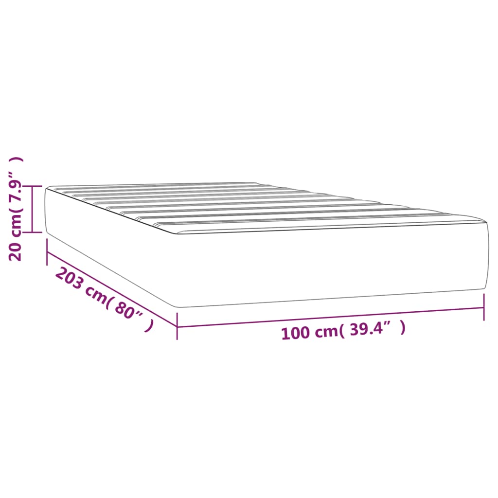 Taschenfederkernmatratze Mittel Hellgrau 100x203x20 cm Samt