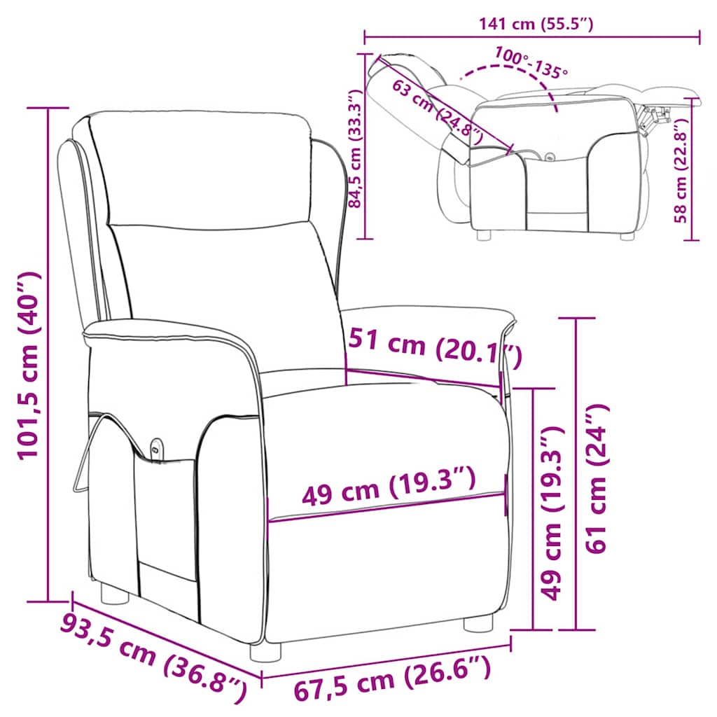 Massagesessel mit Kissen Braun 93,5 x 67,5 x 101,5 cm Stoff