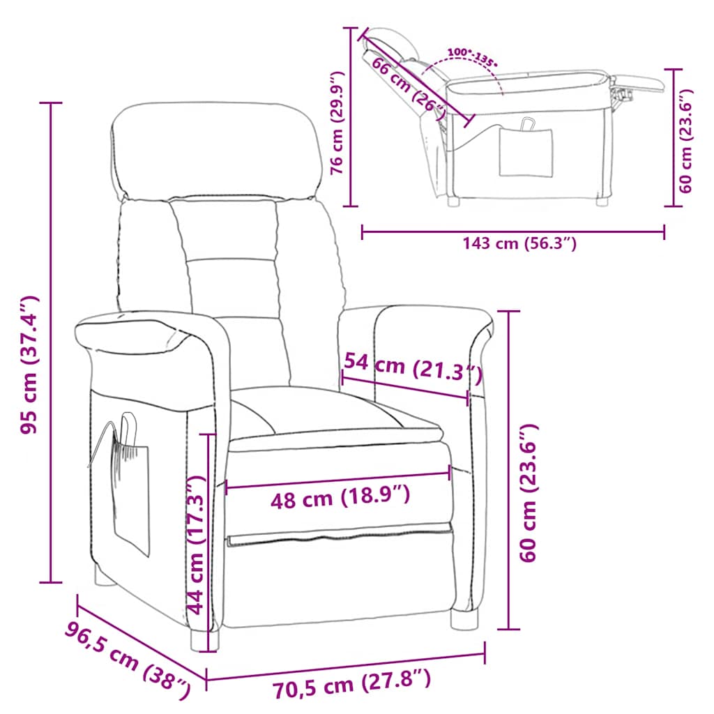 Massagesessel Creme 96,5 x 70,5 x 95 cm Mikrofaser