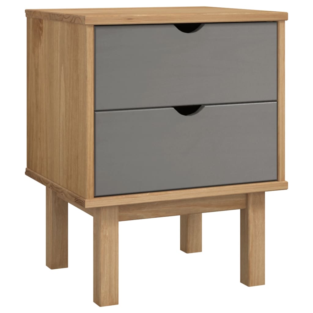 Nachttisch OTTA Braun & Grau 45x39x57 cm Massivholz Kiefer