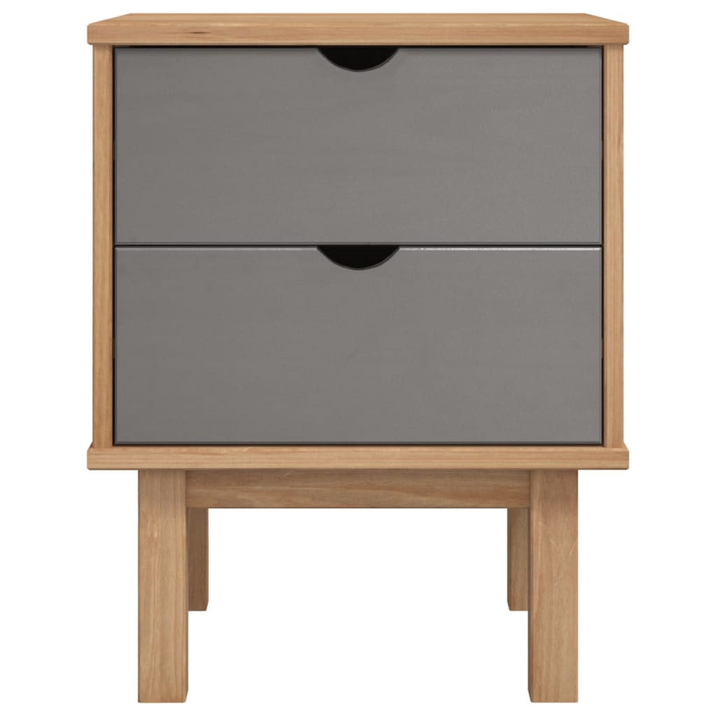 Nachttisch OTTA Braun & Grau 45x39x57 cm Massivholz Kiefer
