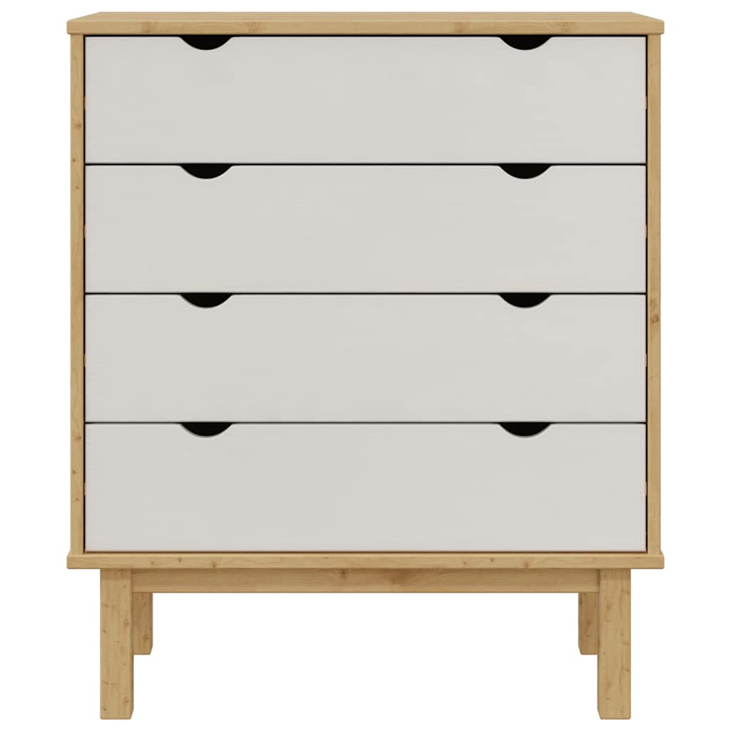 Schubladenschrank OTTA Braun&Weiß 76,5x39,5x90 cm Massivholz