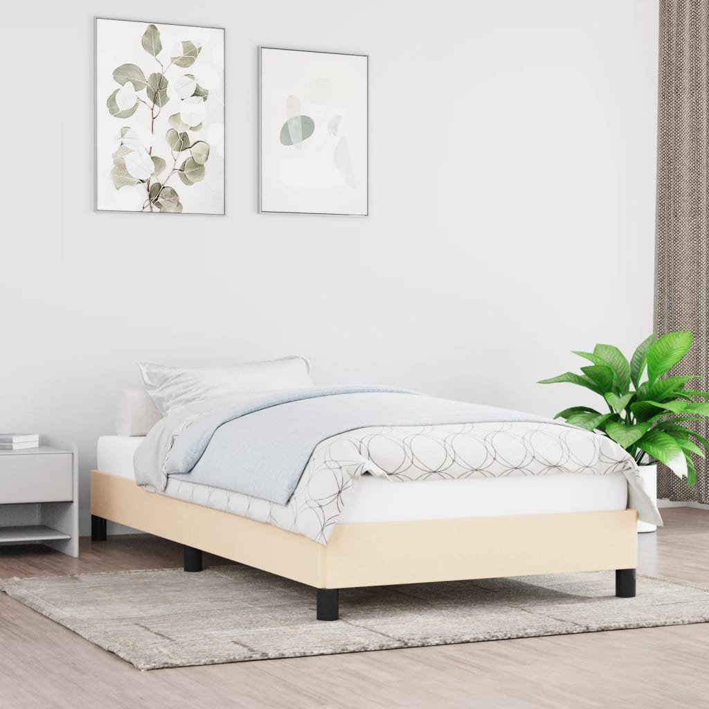 Bettgestell ohne Matratze Creme 90x190 cm Stoff