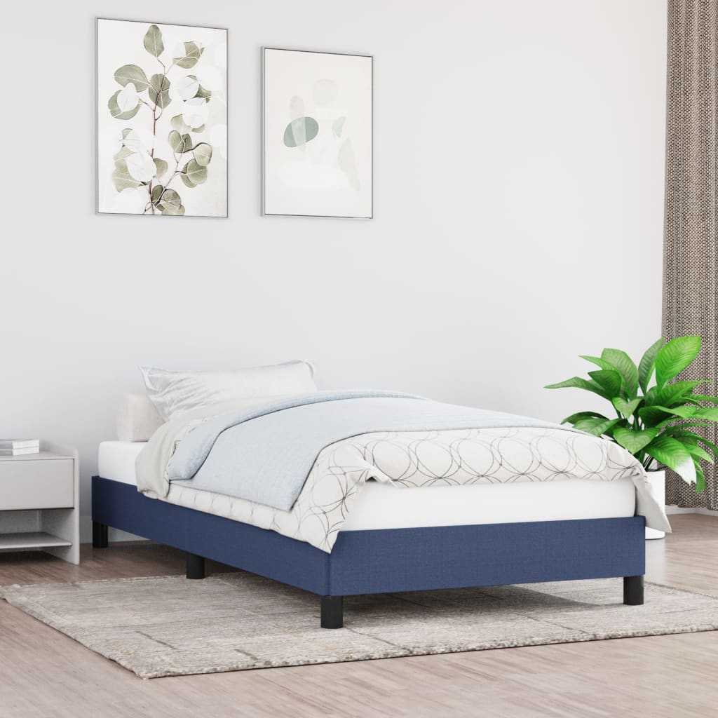 Bettgestell ohne Matratze Blau 100x200 cm Stoff