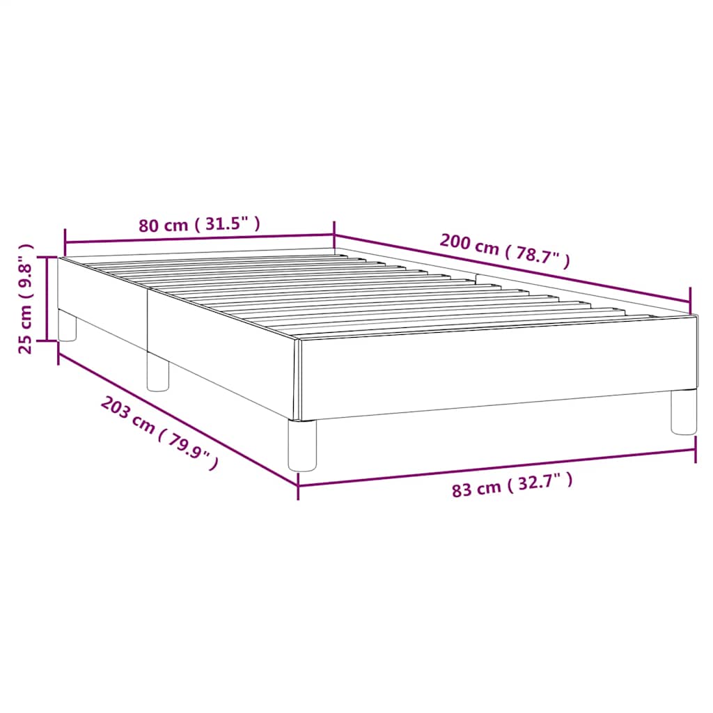 Bettgestell ohne Matratze Dunkelgrau 80x200 cm Stoff