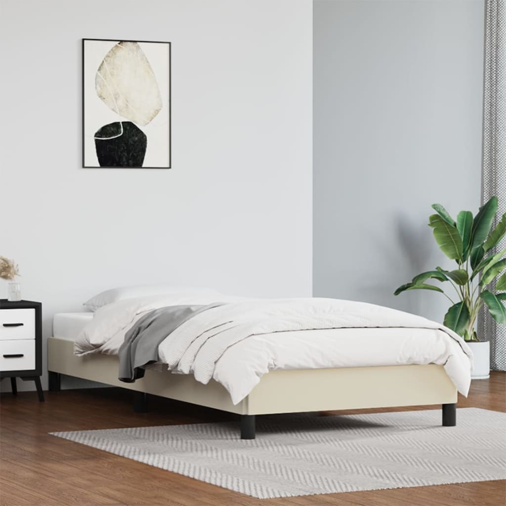 Bettgestell Creme 90x200 cm Kunstleder