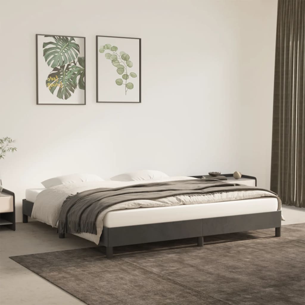 Bettgestell ohne Matratze Dunkelgrau 160x200 cm Samt