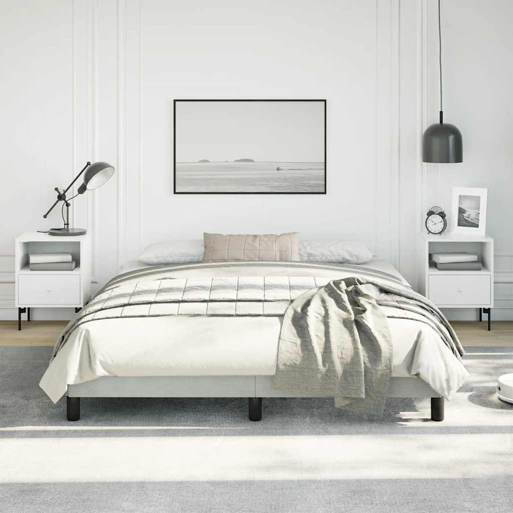 Bettgestell ohne Matratze Hellgrau 152x203 cm Queen-Size Samt