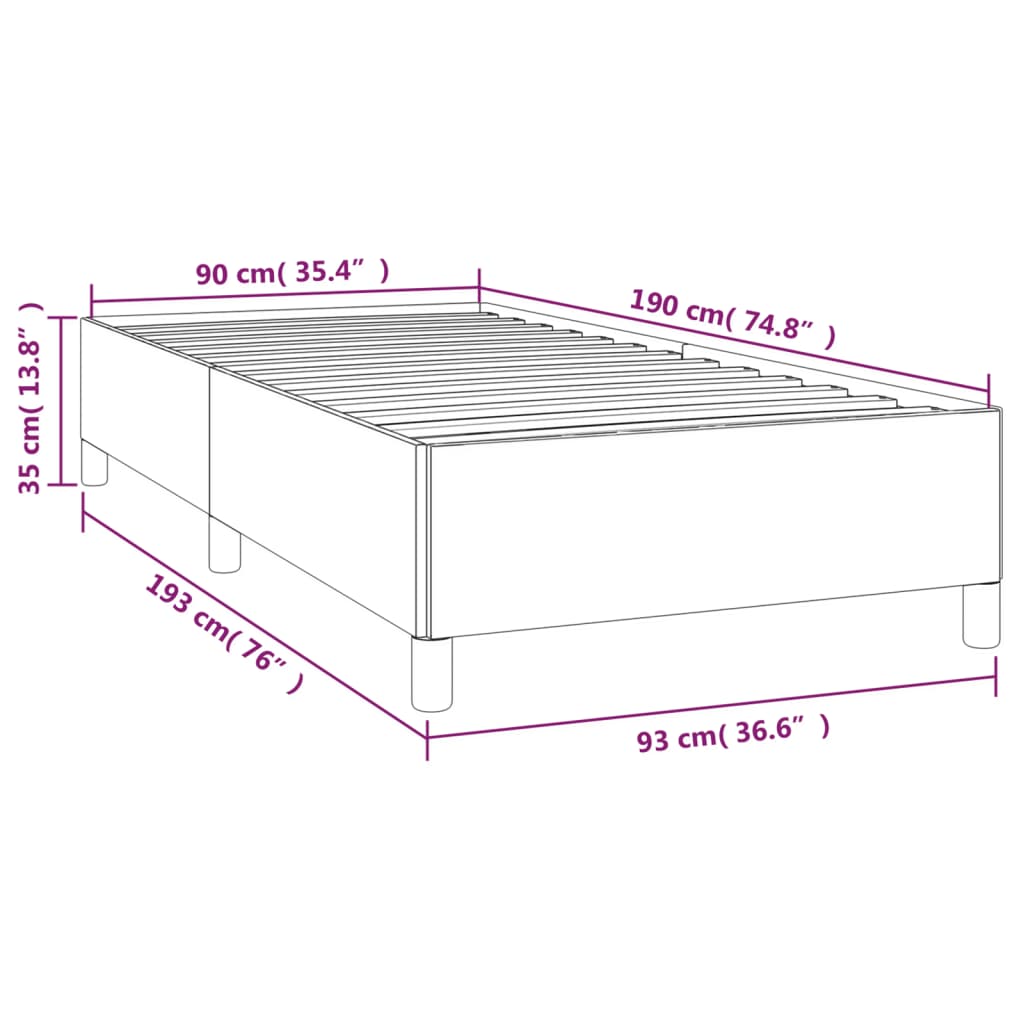 Bettgestell ohne Matratze Creme 90x190 cm Stoff