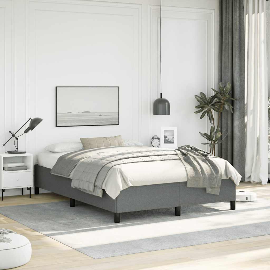 Bettgestell ohne Matratze Dunkelgrau 137x190 cm Stoff