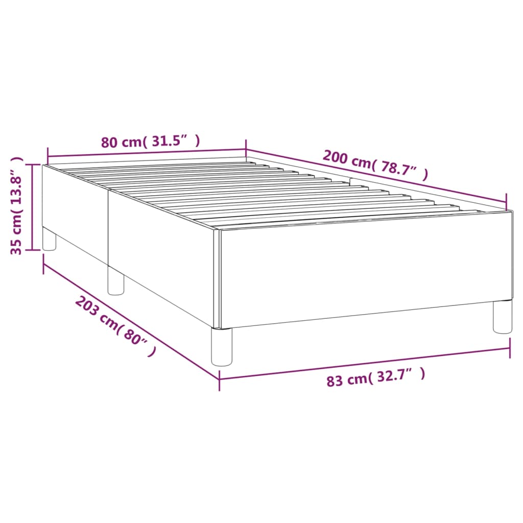 Bettgestell ohne Matratze Schwarz 80x200 cm Stoff