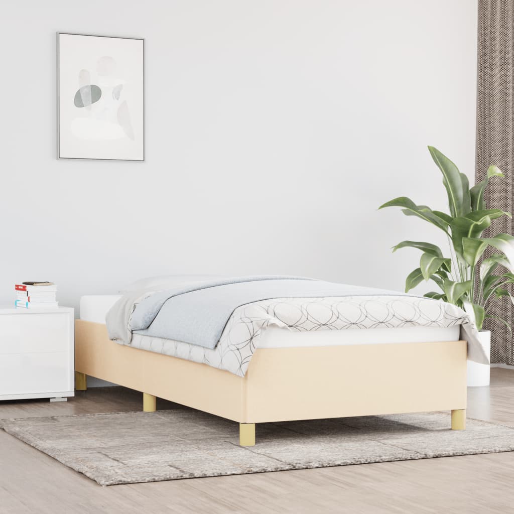 Bettgestell ohne Matratze Creme 80x200 cm Stoff