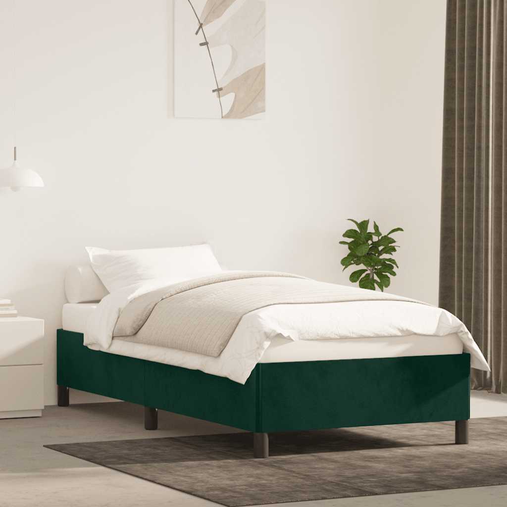 Bettgestell ohne Matratze Dunkelgrün 100x200 cm Samt