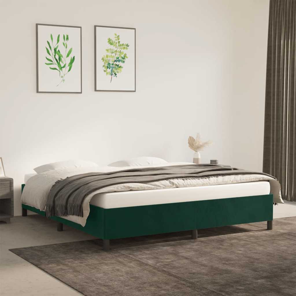 Bettgestell ohne Matratze Dunkelgrün 180x200 cm Samt