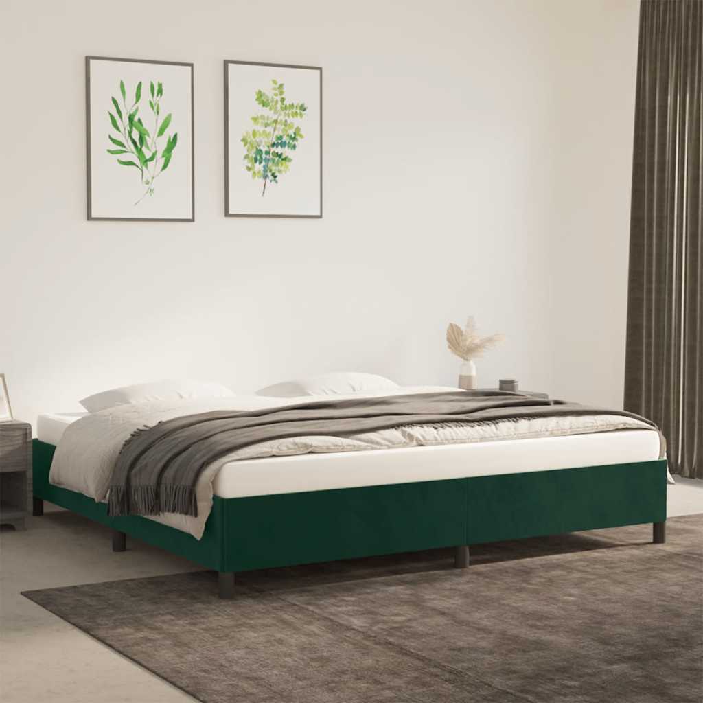 Bettgestell ohne Matratze Dunkelgrün 200x200 cm Samt