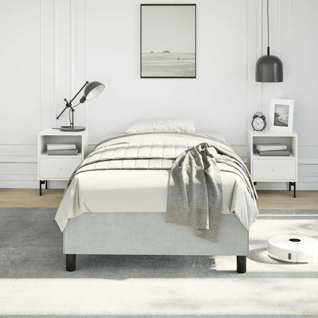 Bettgestell ohne Matratze Hellgrau 100x203 cm Twin XL Samt