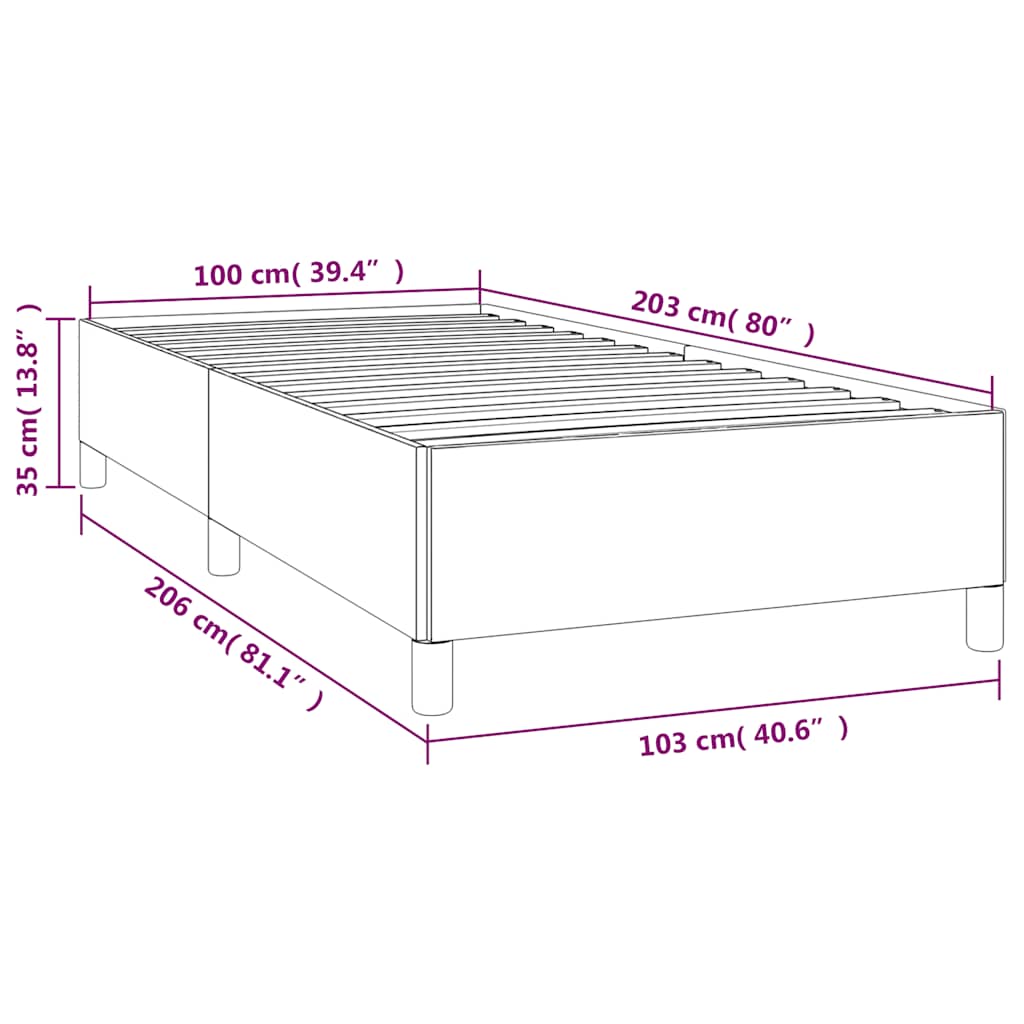 Bettgestell ohne Matratze Hellgrau 100x203 cm Twin XL Samt