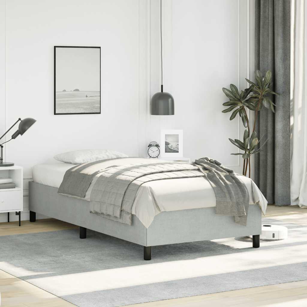 Bettgestell ohne Matratze Hellgrau 100x203 cm Twin XL Samt