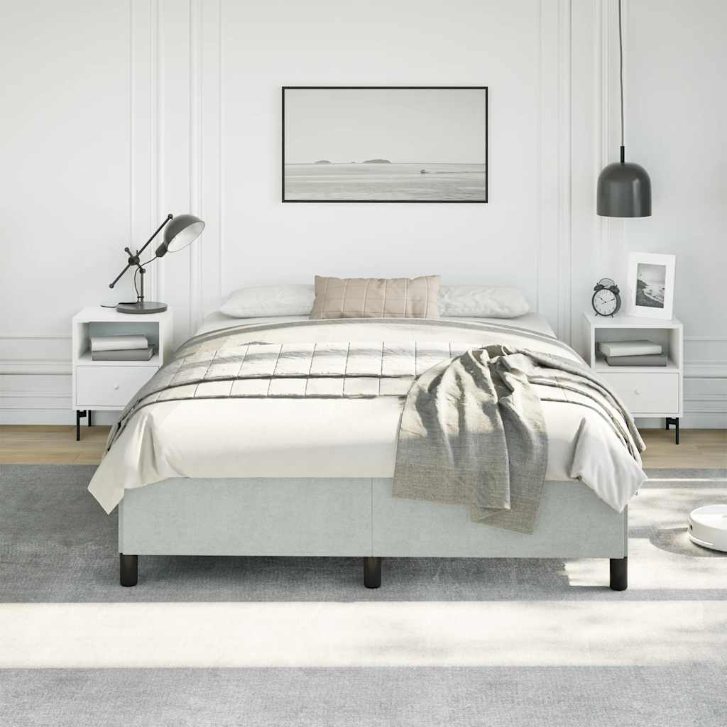 Bettgestell ohne Matratze Hellgrau 152x203 cm Queen-Size Samt