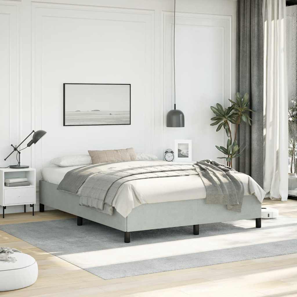 Bettgestell ohne Matratze Hellgrau 152x203 cm Queen-Size Samt