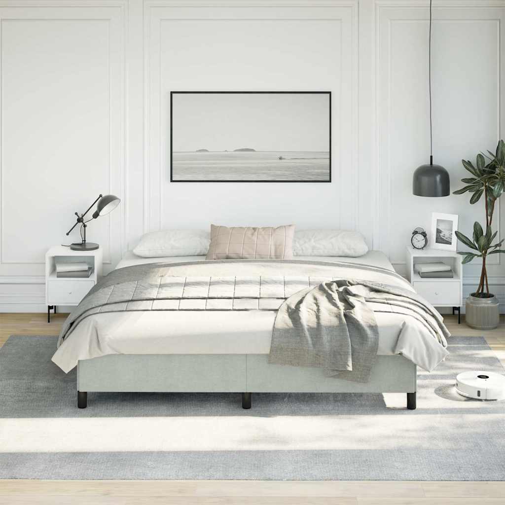 Bettgestell ohne Matratze Hellgrau 193x203 cm King-Size Samt