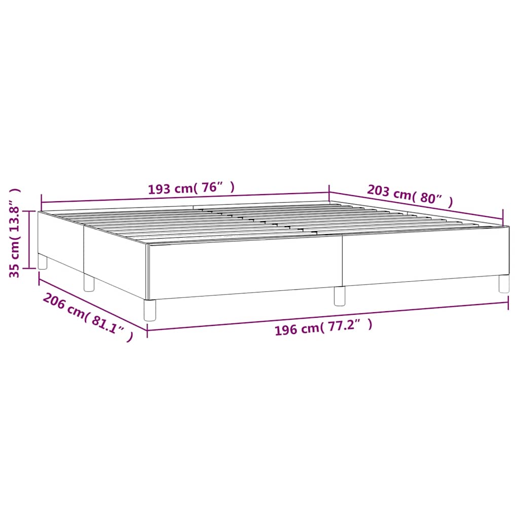 Bettgestell ohne Matratze Hellgrau 193x203 cm King-Size Samt