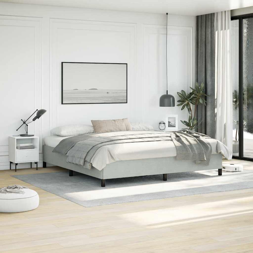Bettgestell ohne Matratze Hellgrau 193x203 cm King-Size Samt