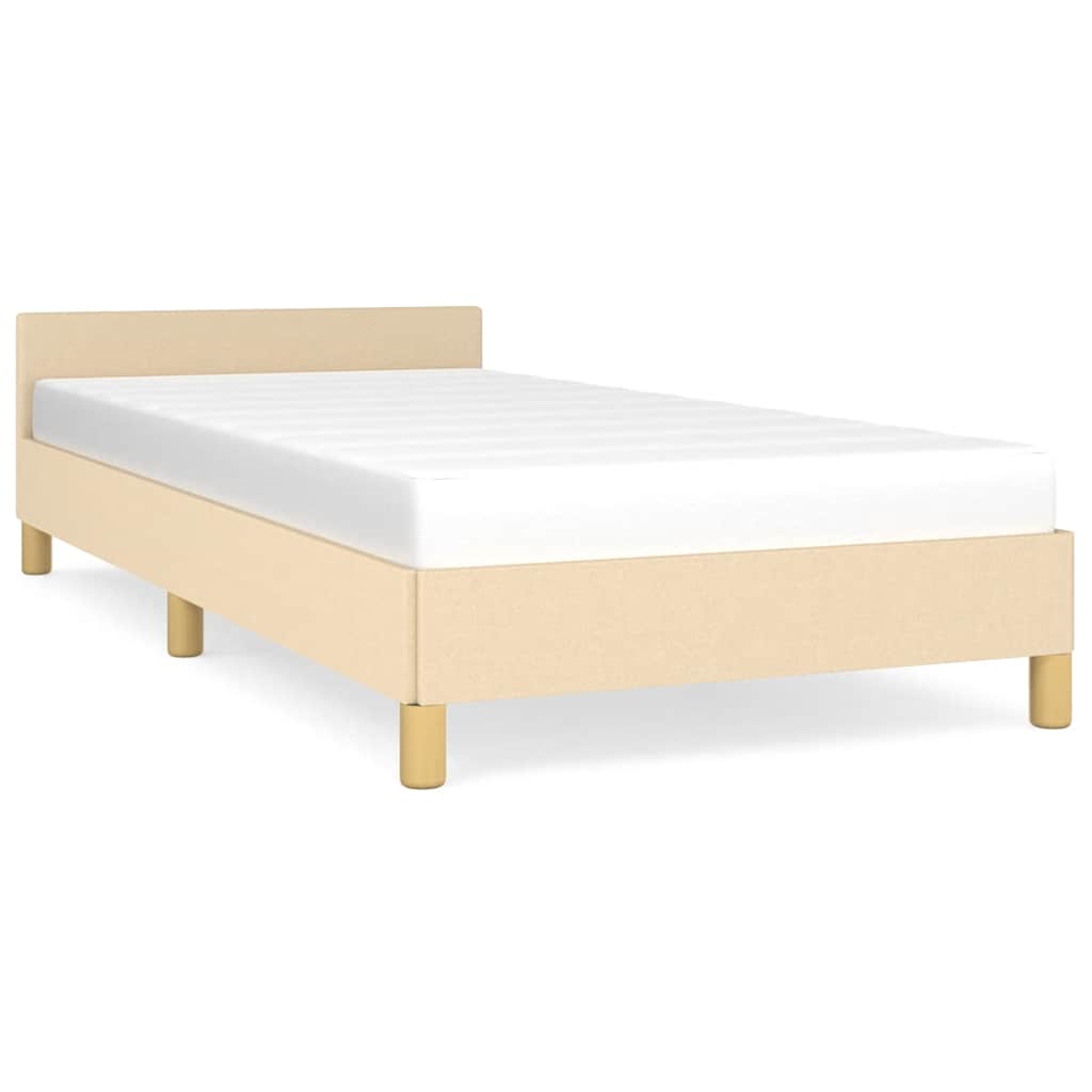 Bettgestell mit Kopfteil ohne Matratze Creme 80x200 cm Stoff