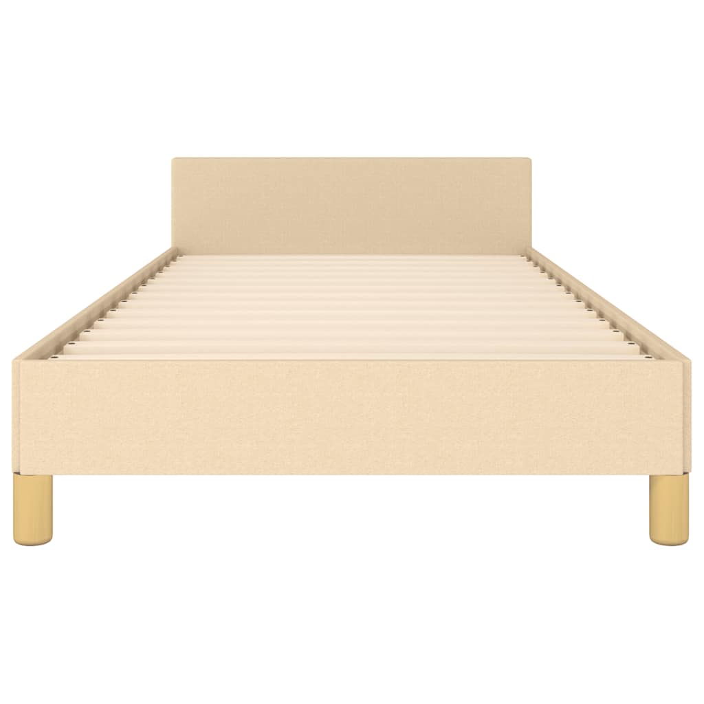 Bettgestell mit Kopfteil ohne Matratze Creme 80x200 cm Stoff