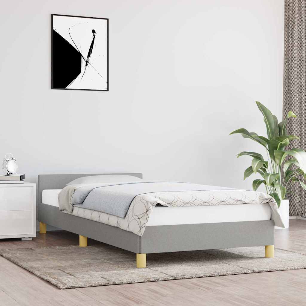 Bettgestell ohne Matratze Hellgrau 90x190 cm Stoff
